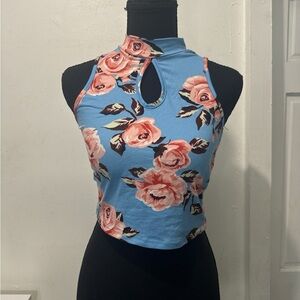 Floral Blue Sleeveless Top